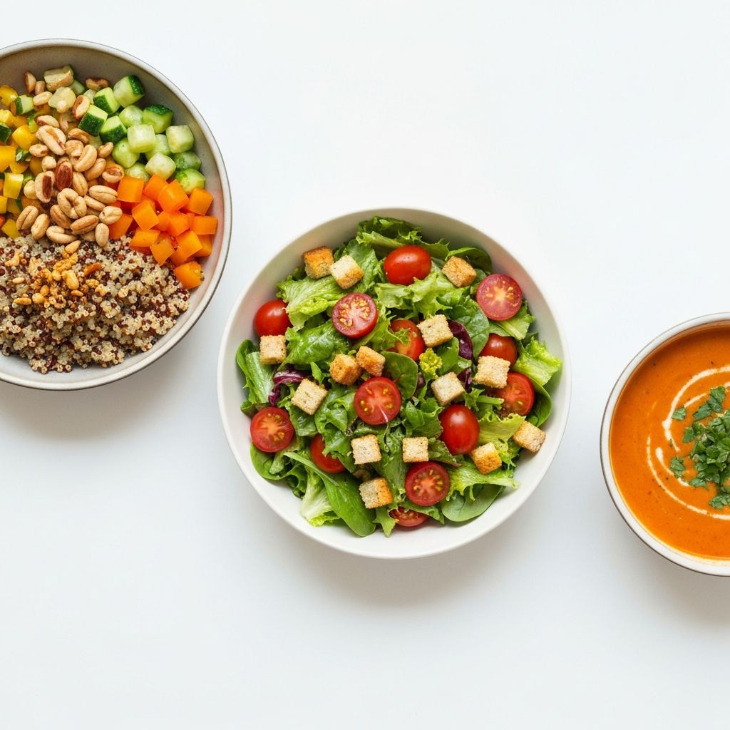 Trzy miski ze zdrowymi posiłkami